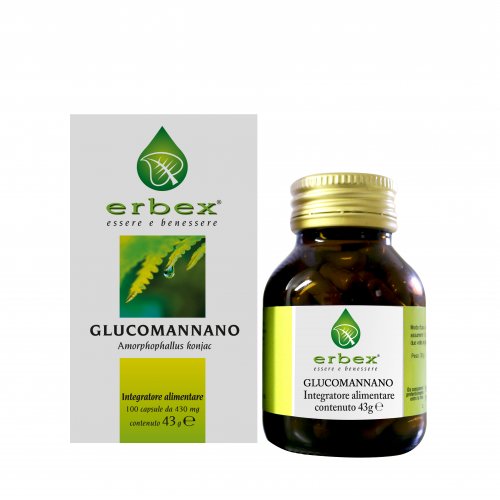 Glucomannano Erbex - Fibra per la Perdita di Peso - 100 Capsule 430mg