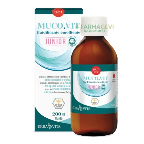 Mucovit Junior Sciroppo per Bambini per Vie Respiratorie Erba Vita 200 ml