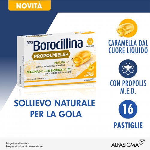 Neoborocillina Propolmiele+ Miele e Limone - 16 Pastiglie