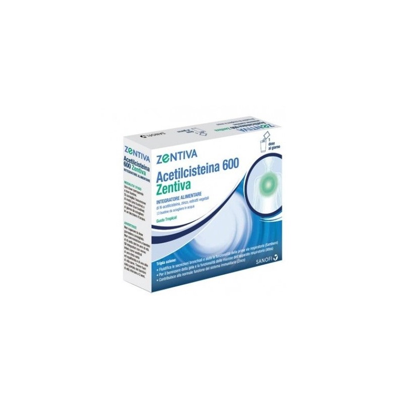 Acetilcisteina 600 Zentiva 10 Bustine - Integratore per Vie Respiratorie