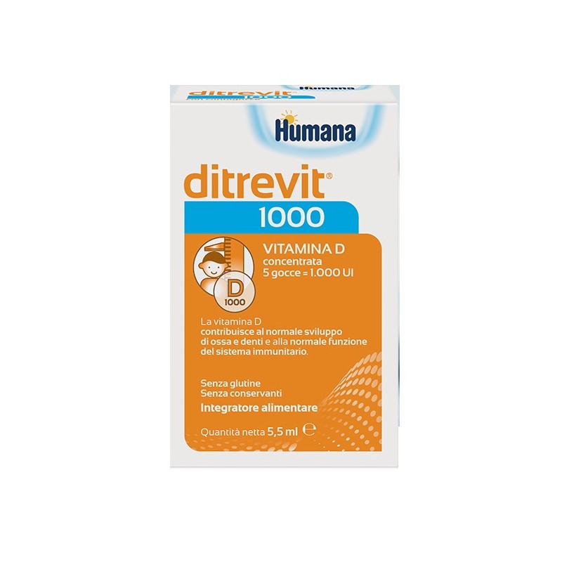 Ditrevit 1000 Humana Gocce 5,5 ml - Integratore di Vitamina D Concentrata