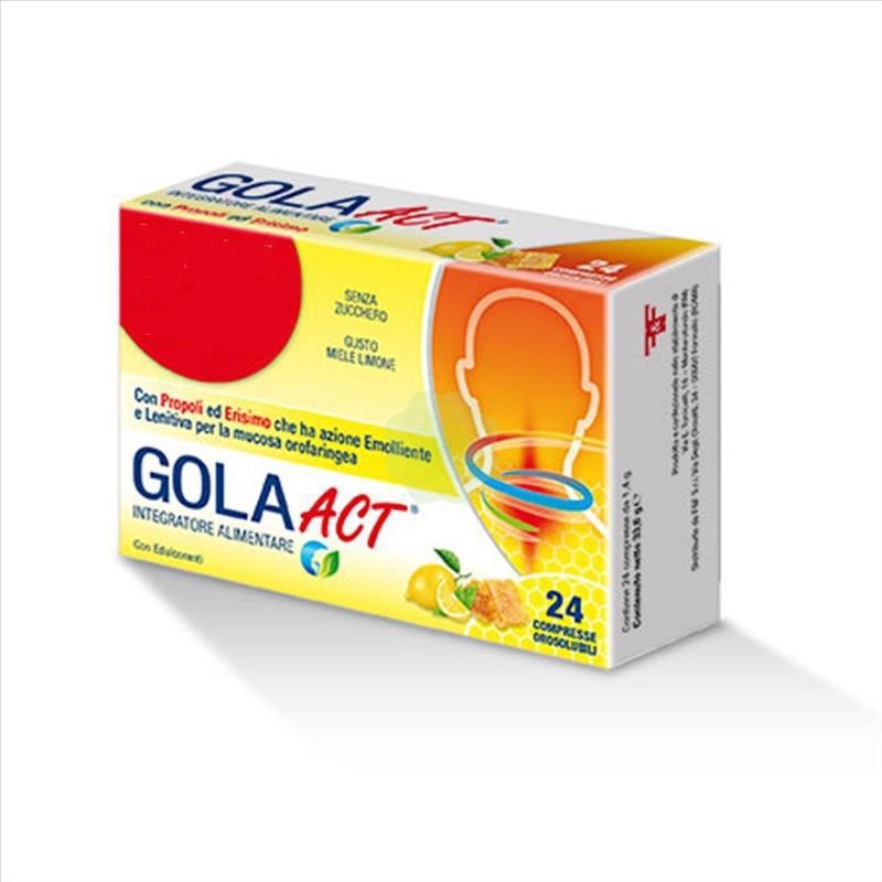 Gola Act Miele E Arancia 24 Compresse - Integratore alimentare per le prime vie respiratorie