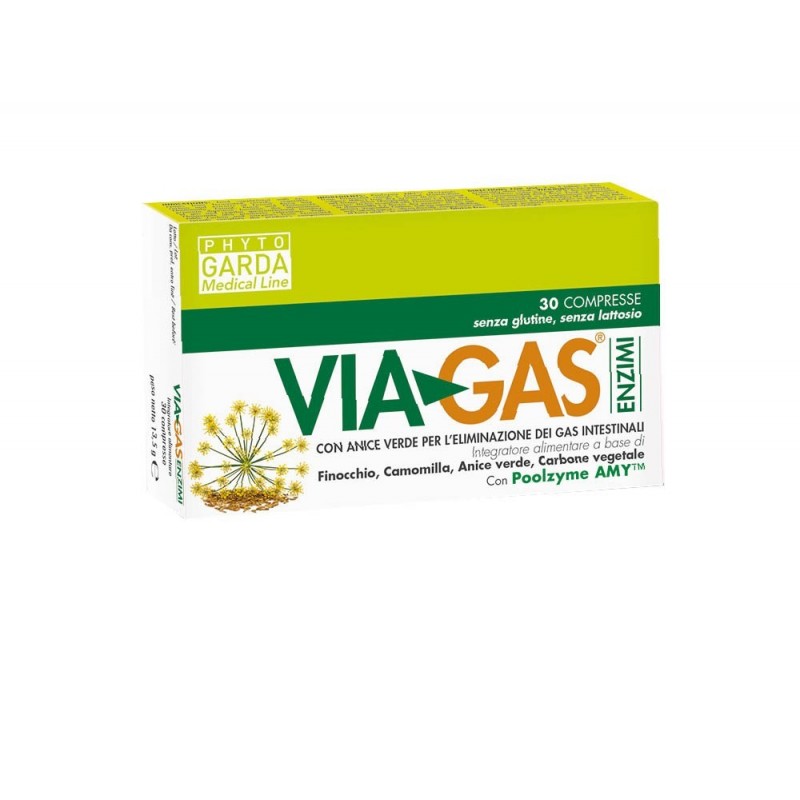 Via Gas Enzimi 30 Compresse - Integratore per Motilità Gastrointestinale