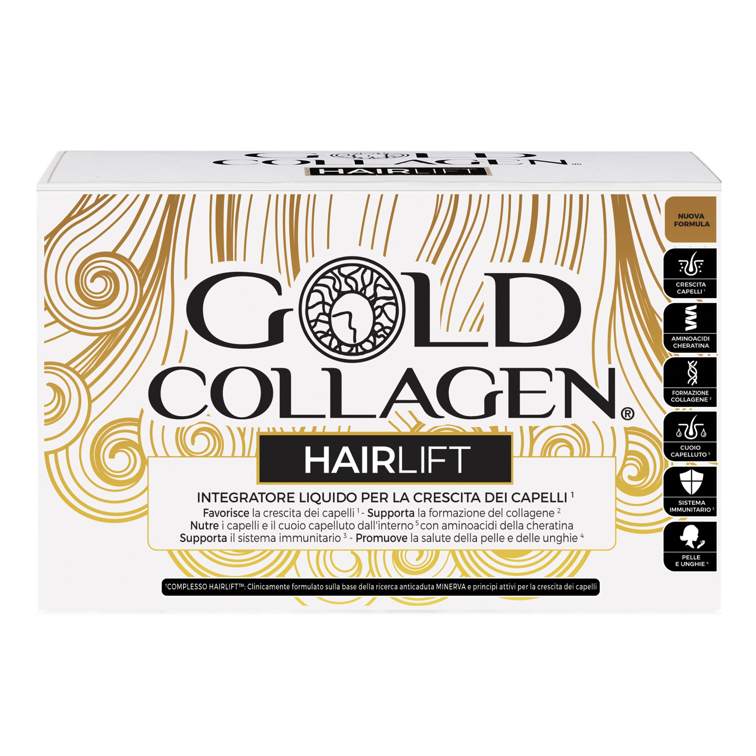Gold Collagen Hairlift - Integratore Liquido per la Crescita dei Capelli - 10 Flaconi