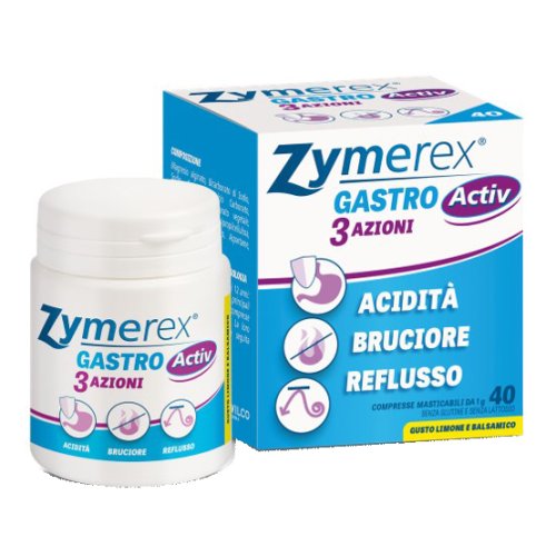 Zymerex Gastro Activ 3 Azioni 40 Compresse - Integratore per Bloccare il Reflusso Acido