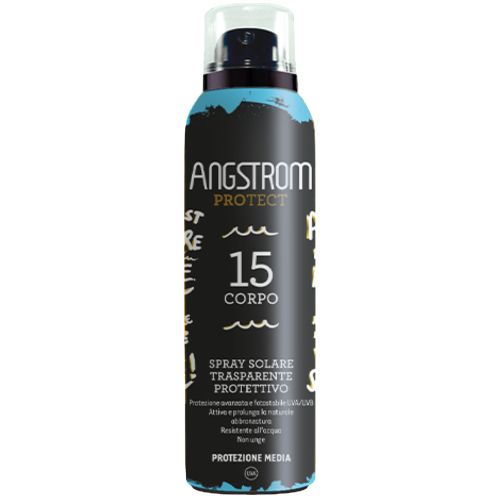 Angstrom Spray Solare Trasparente SPF15 Spray Solare Corpo Resistente All'acqua Edizione Limitata 2025 150 Ml