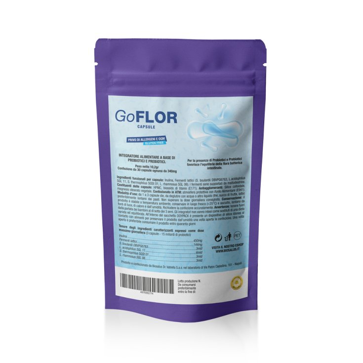 GoFLOR Biosalus 30 Capsule - Probiotici e Prebiotici per Intestino