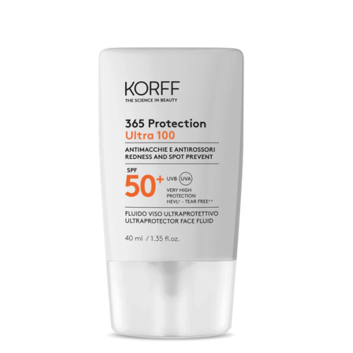 Korff 365 Protection Ultra 100 SPF 50+ Fluido Viso Ultraprotettivo Antimacchie E Antirossori 40 Ml