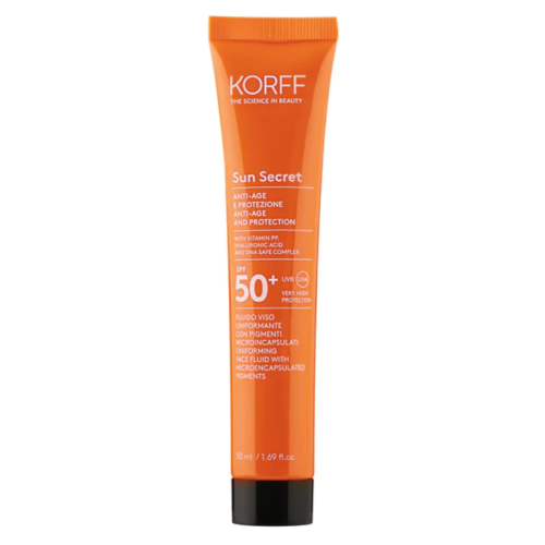 Korff Sun Secret Fluido Viso SPF50+ Fluido Viso Antimacchie Con Protezione Solare Molto Alta Colore 01 Light 50 Ml