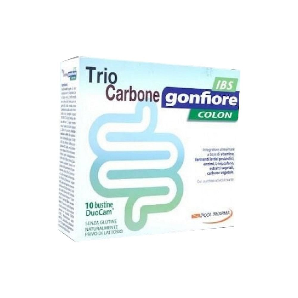 TrioCarbone Gonfiore Colon IBS 10 Bustine - Carbone Vegetale