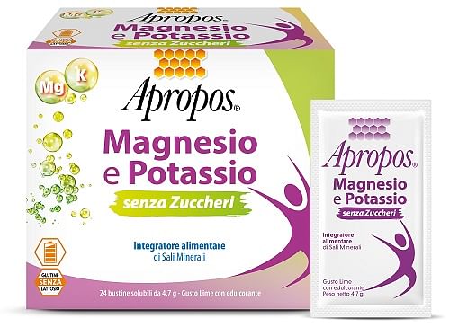 Apropos Magnesio e Potassio Limone - 24 Bustine Senza Zuccheri