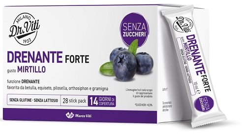 Drenante Forte Mirtillo 28 Stick Pack Senza Zuccheri - Dr. Viti