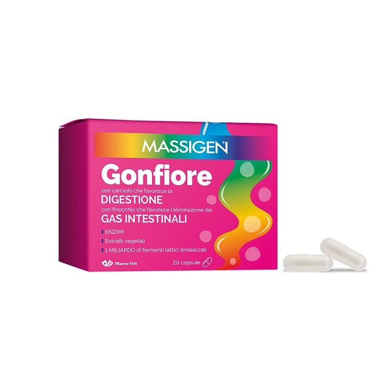 Massigen Gonfiore 20 Capsule - Integratore per Gonfiore Addominale