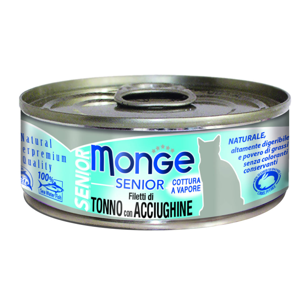 Filetti di Tonno con Alici Monge 80 Grammi - Alimento per Gatti Adulti