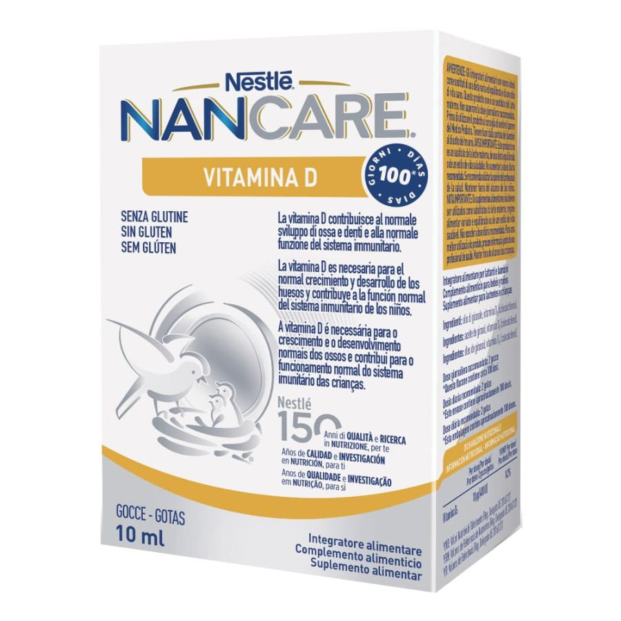 Vitamina D Nancare 10 ml - Gocce per Ossa di Lattanti e Bambini